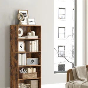 Bookshelf, 23.6 Inches Wide, 5-Tier Open Bookcase with Adjustable Storage Shelves