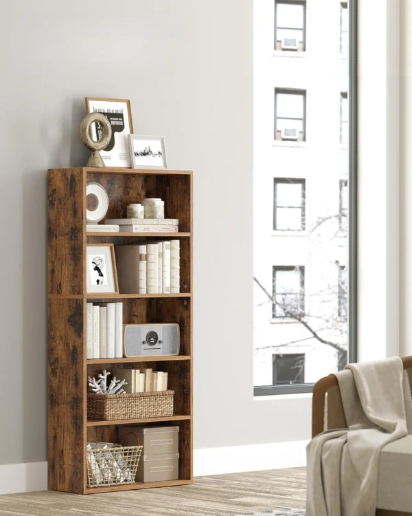 Bookshelf, 23.6 Inches Wide, 5-Tier Open Bookcase with Adjustable Storage Shelves