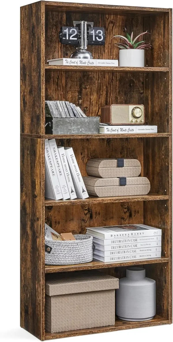 Bookshelf, 23.6 Inches Wide, 5-Tier Open Bookcase with Adjustable Storage Shelves - Image 2