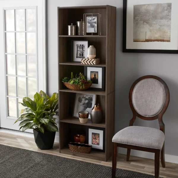 5 Shelf Adjustable Shelf Bookcase, Oak - Image 3