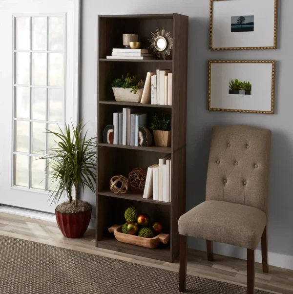 5 Shelf Adjustable Shelf Bookcase, Oak - Image 2