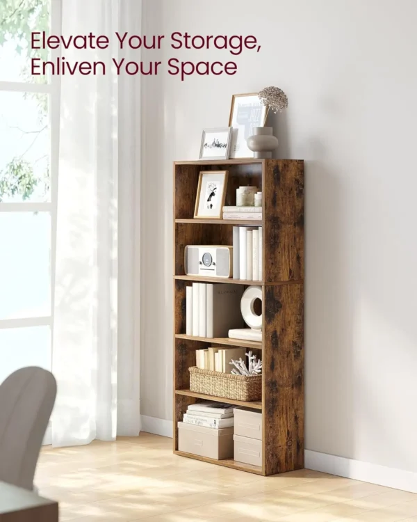 Bookshelf, 23.6 Inches Wide, 5-Tier Open Bookcase with Adjustable Storage Shelves - Image 4